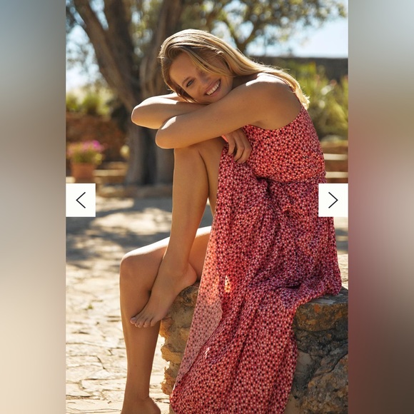 ANTHROPOLOGIE HUTCH Flutter Wrap Midi Dress LARGE - Picture 5 of 13